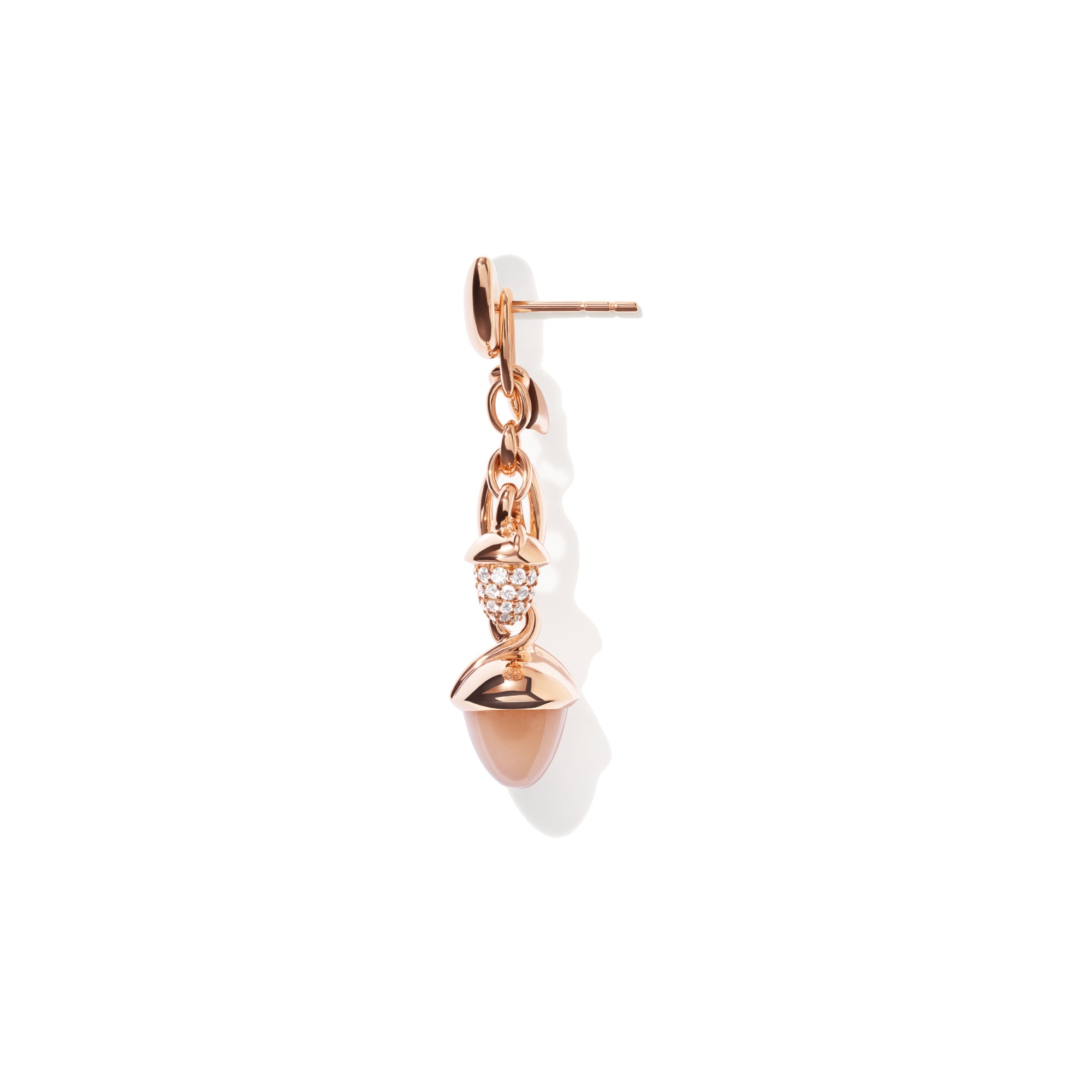 Tamara Comolli MIKADO Ohrringe Dangling 2 Acorns 'Camel' (E-M-d-2-Cam-p-rg) aus Roségold mit Diamant und Mondstein