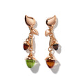 Tamara Comolli MIKADO Ohrringe Dangling 2 Acorns 'Indian Summer' (E-M-d-2-IS-rg) aus Roségold mit Citrin, Peridot und Rauchquarz