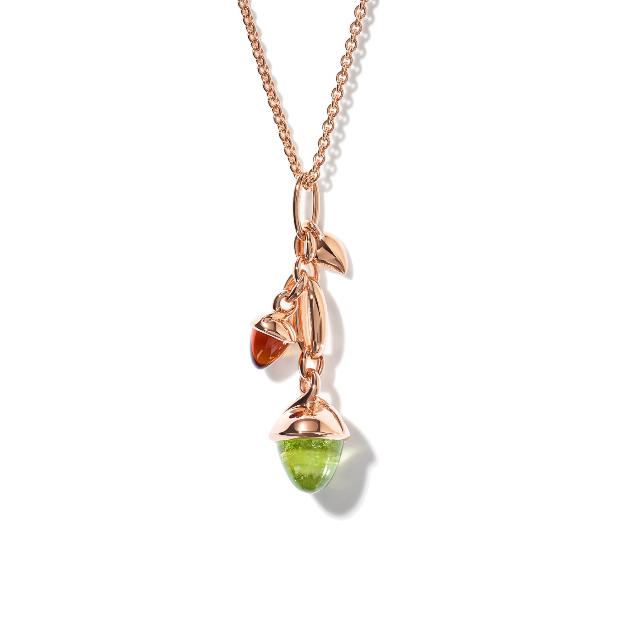 Tamara Comolli MIKADO Ohrringe Dangling 2 Acorns 'Indian Summer' (E-M-d-2-IS-rg) aus Roségold mit Citrin, Peridot und Rauchquarz