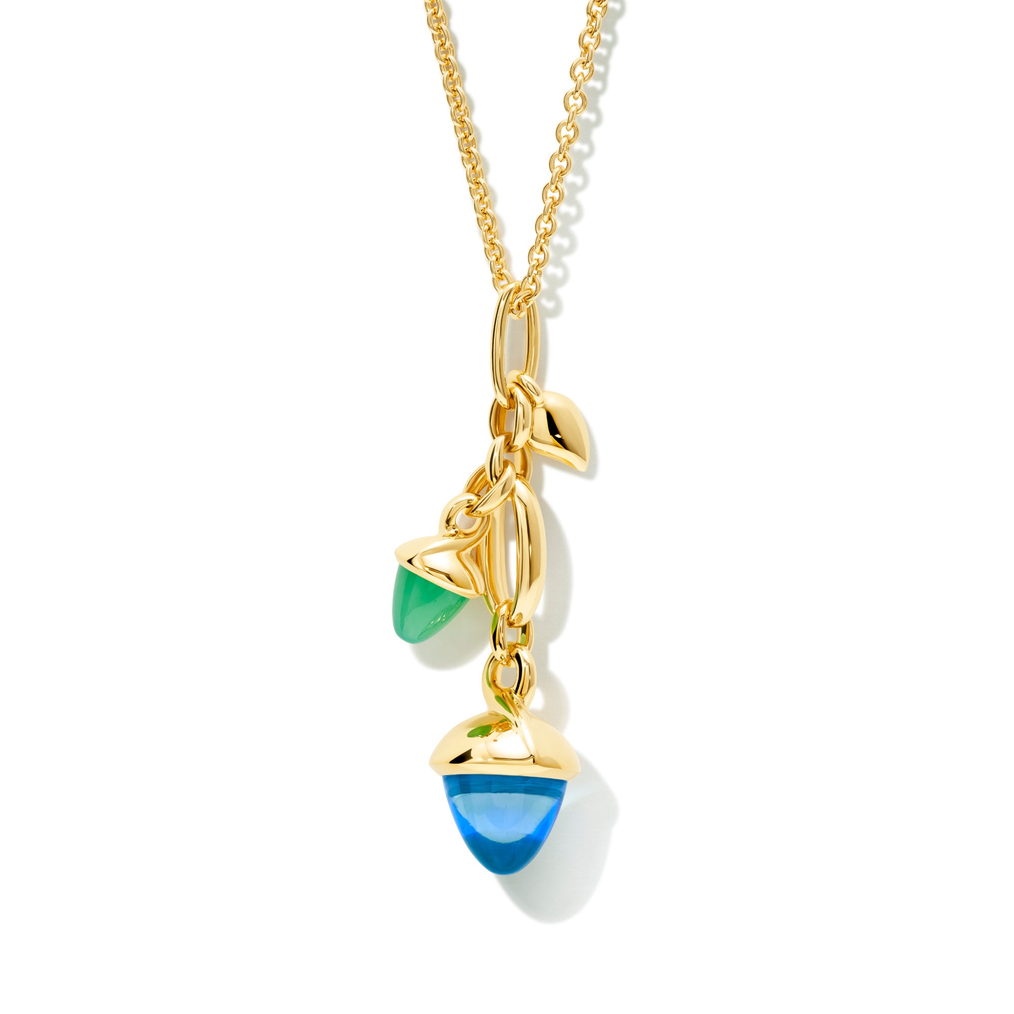 Tamara Comolli MIKADO Ohrringe Dangling 2 Acorns 'Lagoon' (E-M-d-2-Lag-yg) aus Gelbgold mit Chrysopras und Topas