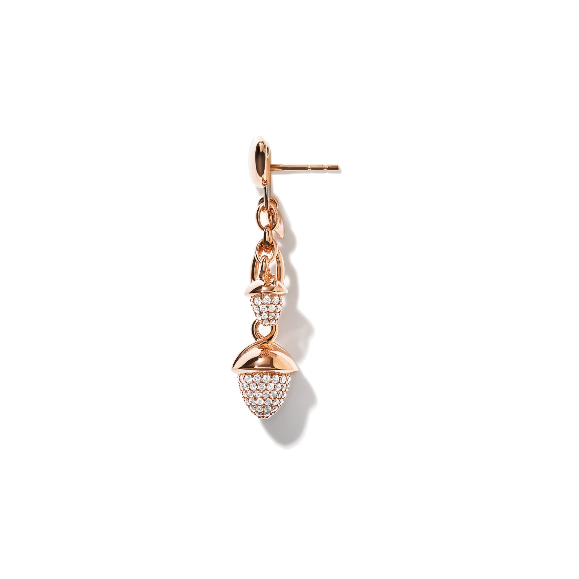 Tamara Comolli MIKADO Ohrringe Dangling 2 Acorns mit Diamant-Pavé (E-M-d-2-p-rg) aus Roségold mit Diamant