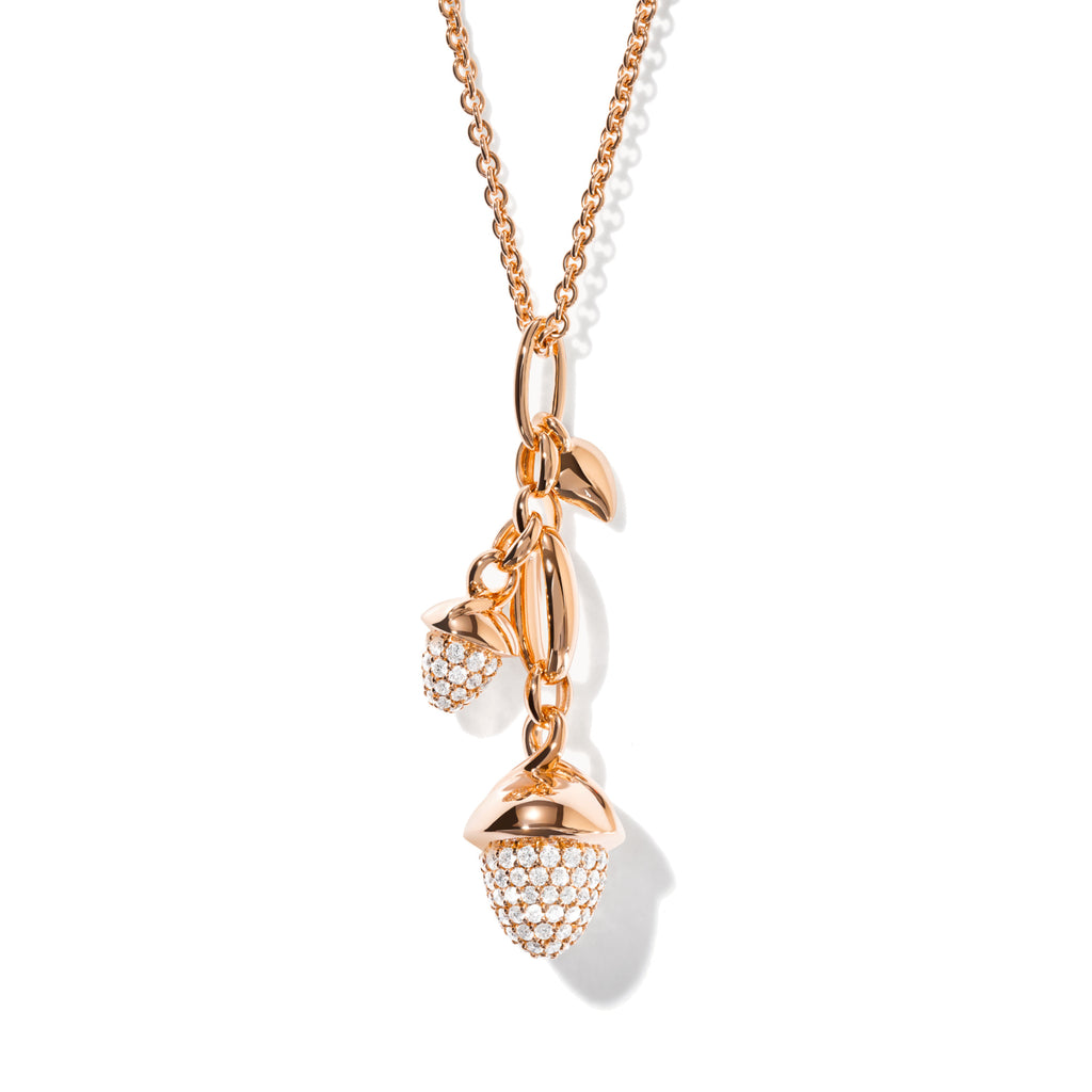 Tamara Comolli MIKADO Ohrringe Dangling 2 Acorns mit Diamant-Pavé (E-M-d-2-p-rg) aus Roségold mit Diamant