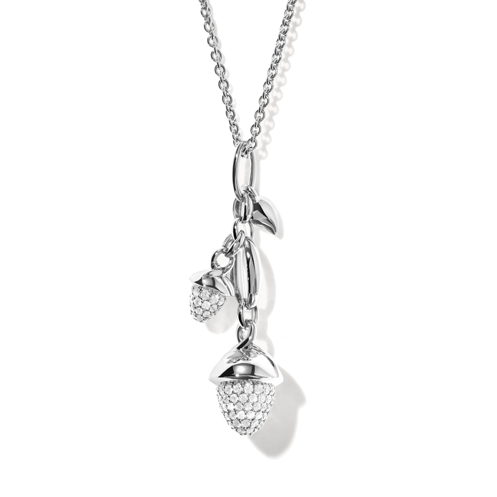 Tamara Comolli MIKADO Ohrringe Dangling 2 Acorns mit Diamant-Pavé (E-M-d-2-p-wg) aus Weißgold mit Diamant