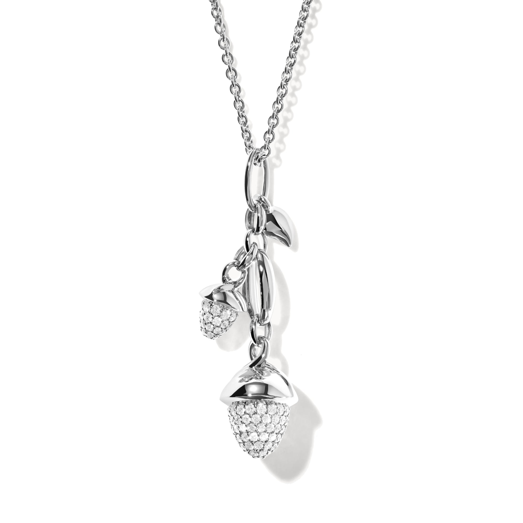 Tamara Comolli MIKADO Ohrringe Dangling 2 Acorns mit Diamant-Pavé (E-M-d-2-p-wg) aus Weißgold mit Diamant