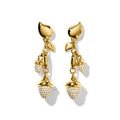 Tamara Comolli MIKADO Ohrringe Dangling 2 Acorns mit Diamant-Pavé (E-M-d-2-p-yg) aus Gelbgold mit Diamant