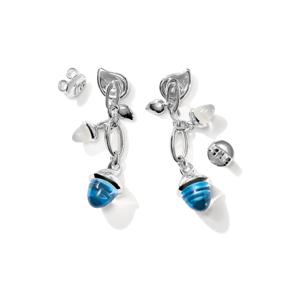 Tamara Comolli MIKADO Ohrringe Dangling 2 Acorns 'Ocean' (E-M-d-2-Oce-wg) aus Weißgold mit Mondstein