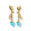 Tamara Comolli MIKADO Ohrringe Dangling 2 Acorns 'Turquoise' (E-M-d-2-Tur-p-yg) aus Gelbgold mit Diamant und Türkis