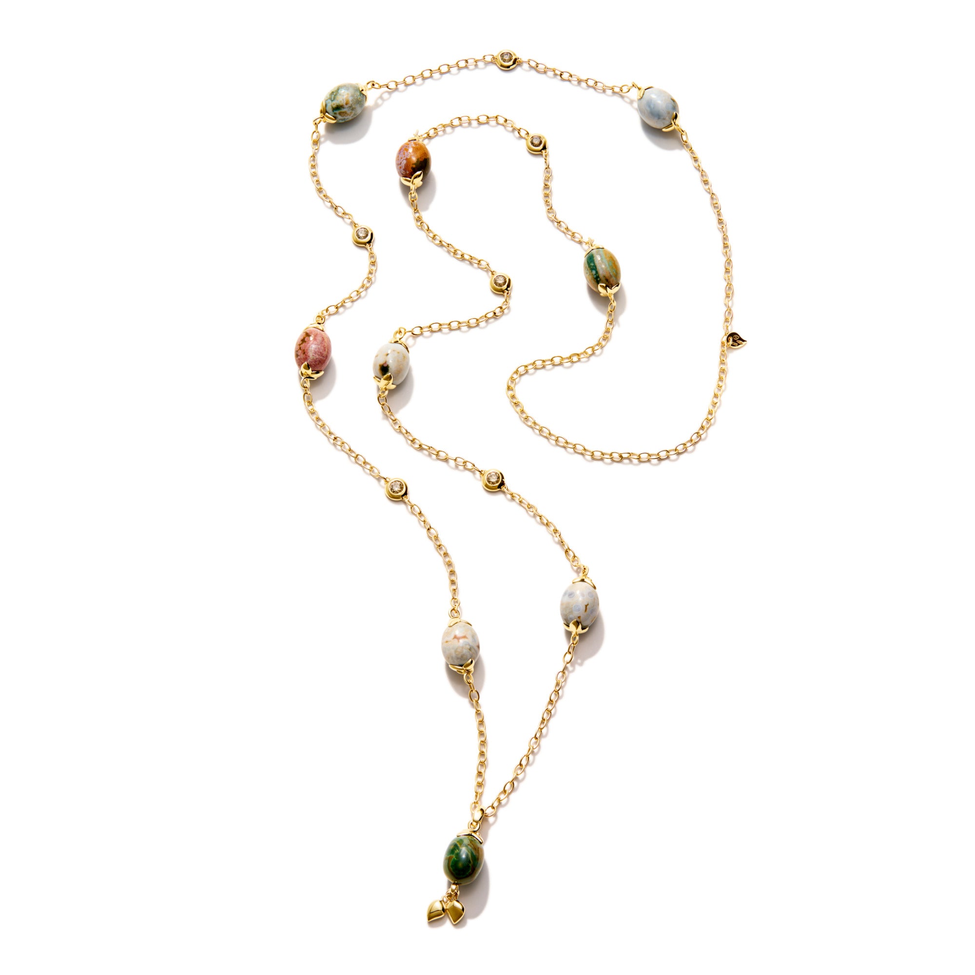 Tamara Comolli OCEAN JASPER Halskette (N-OJ-9-Ca-yg) aus Gelbgold mit Diamant und Ocean Jasper