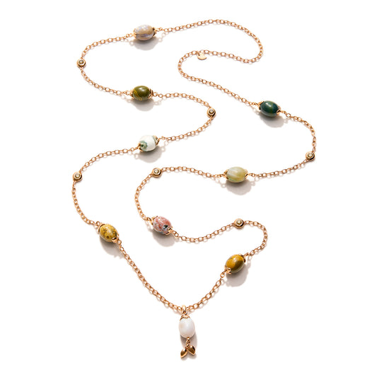 OCEAN JASPER Kette, Roségold • Diamant • Ocean Jasper von Tamara Comolli (N-OJ-9-Ca-rg)