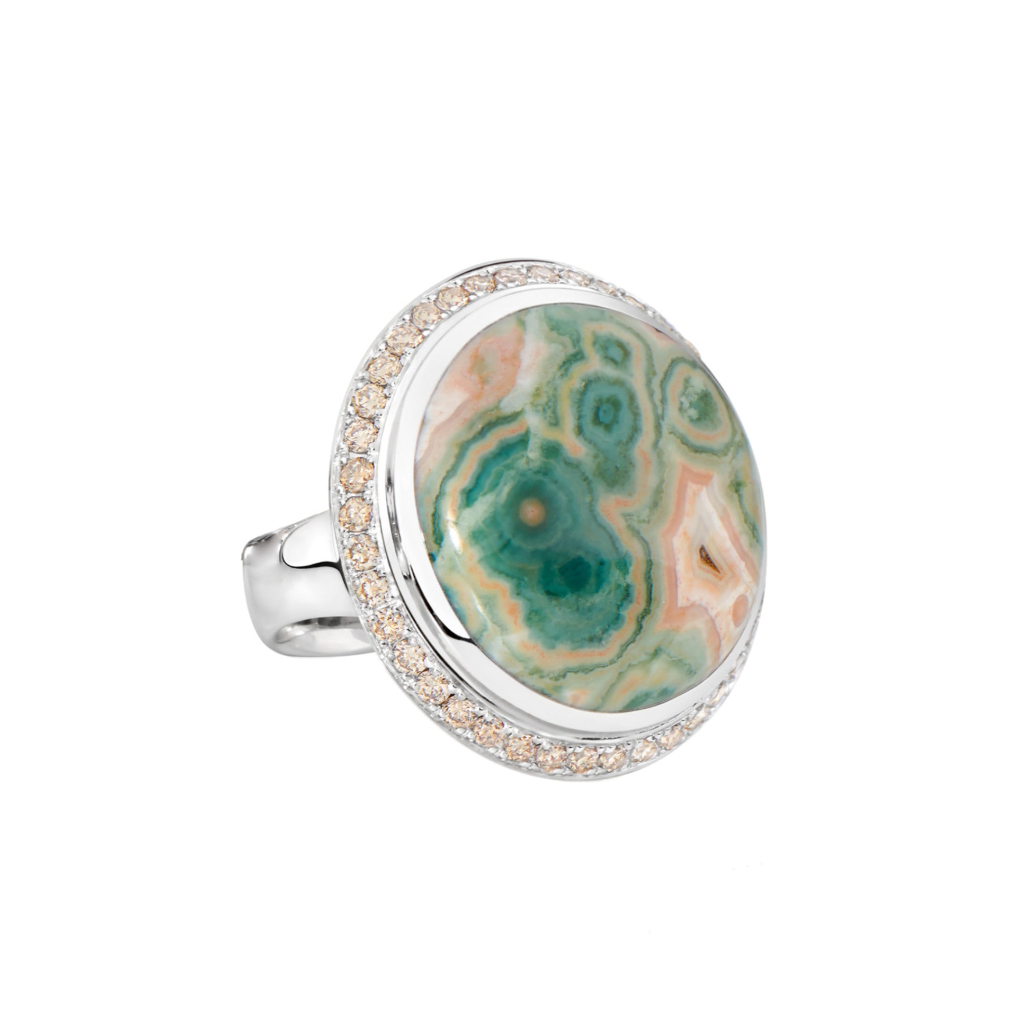 Tamara Comolli OCEAN JASPER Ring small (R-OJ-s-pD-wg) aus Weißgold mit Diamant und Ocean Jasper