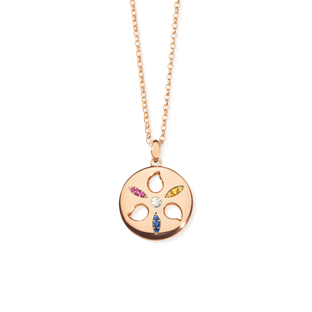 Tamara Comolli SAND DOLLAR Anhänger Large (P-SD-l-rg) aus Roségold mit Diamant, Rubin und Saphir
