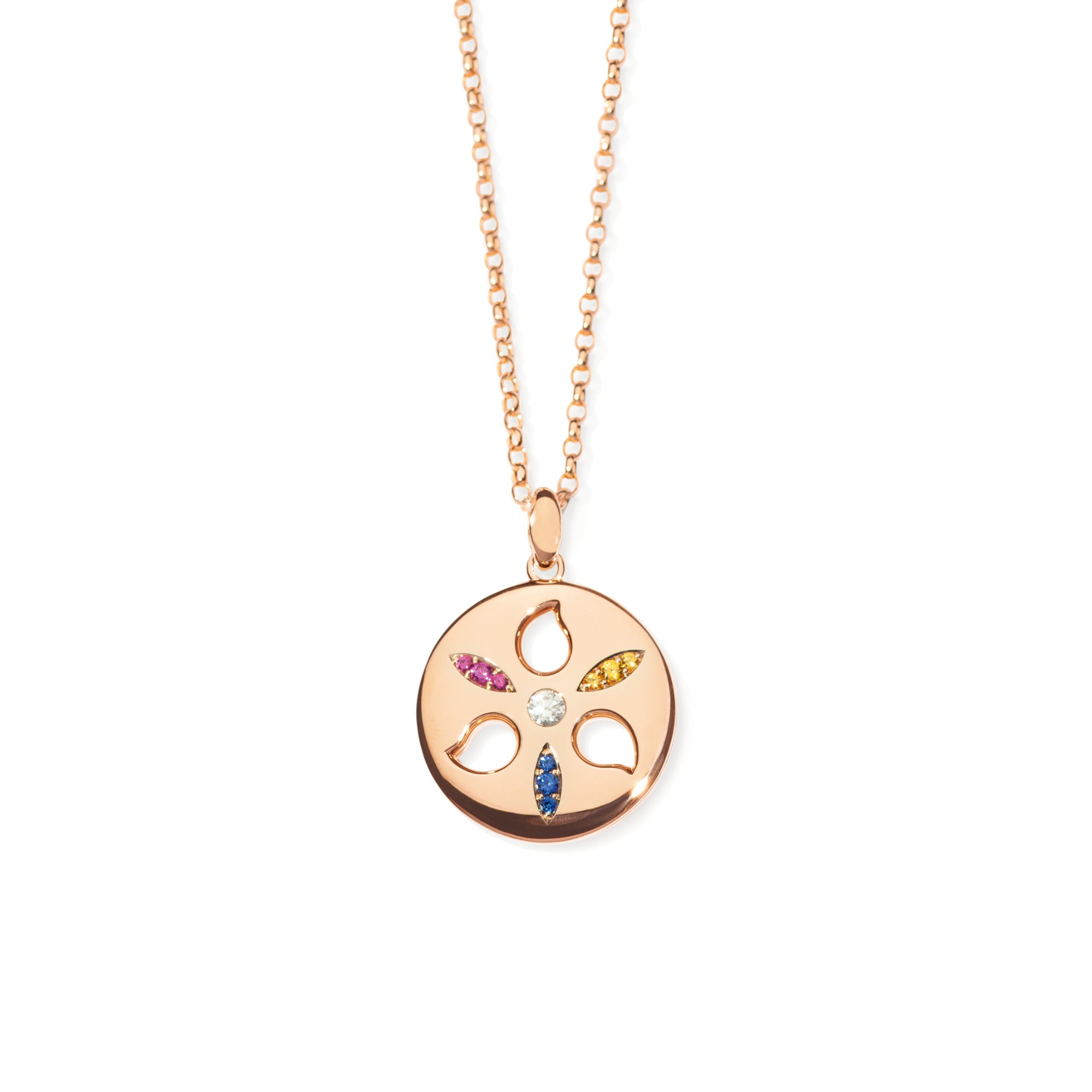 Tamara Comolli SAND DOLLAR Anhänger Large (P-SD-l-rg) aus Roségold mit Diamant, Rubin und Saphir