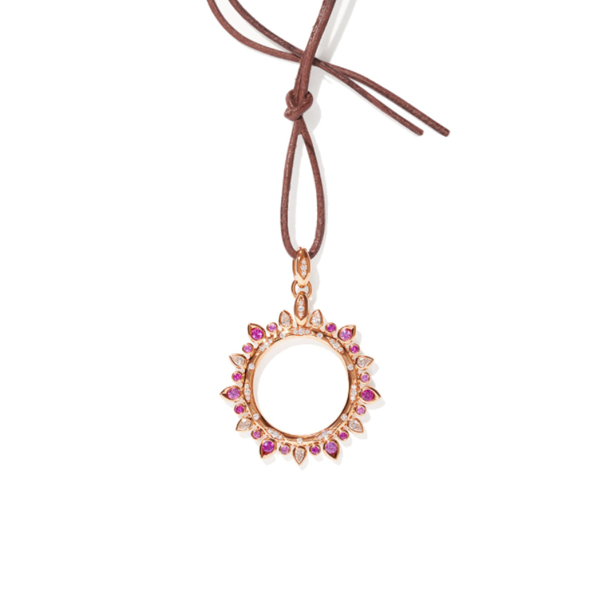 Tamara Comolli SIGNATURE Anhänger Sun 'Blush' Large (P-SIG-Sun-l-Blu-rg) aus Roségold mit Diamant und Saphir