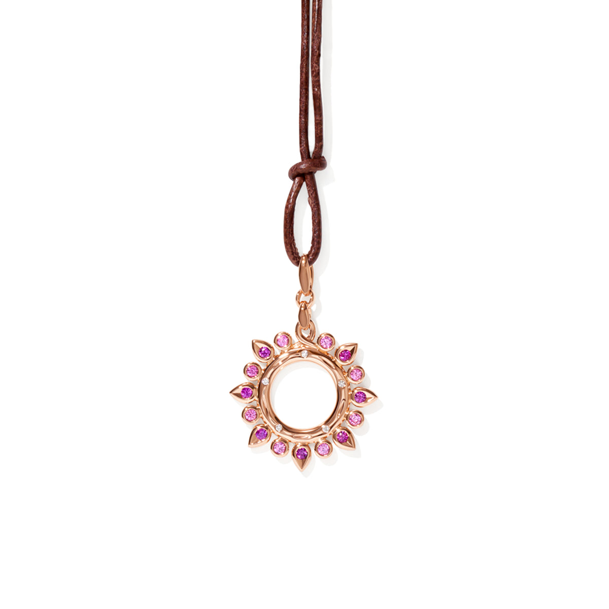 Tamara Comolli SIGNATURE Anhänger Sun 'Blush' Small (P-SIG-Sun-s-Blu-rg) aus Roségold mit Diamant und Saphir