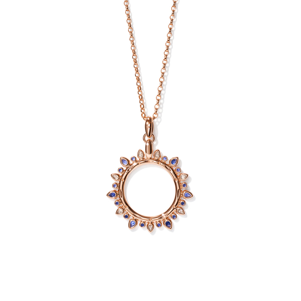 Tamara Comolli SIGNATURE Anhänger Sun large 'Ocean' (P-SIG-Sun-l-Oce-rg) aus Roségold mit Diamant und Saphir
