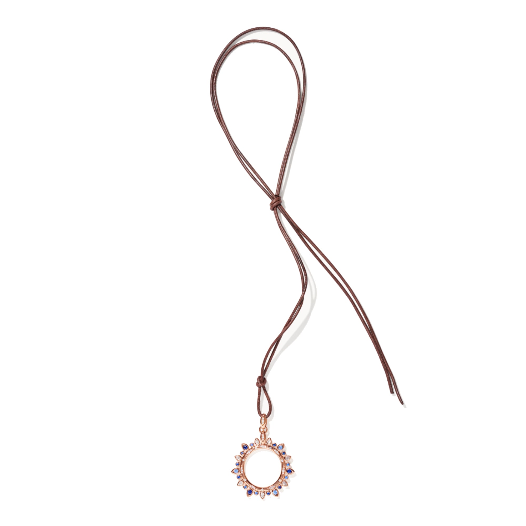 Tamara Comolli SIGNATURE Anhänger Sun large 'Ocean' (P-SIG-Sun-l-Oce-rg) aus Roségold mit Diamant und Saphir