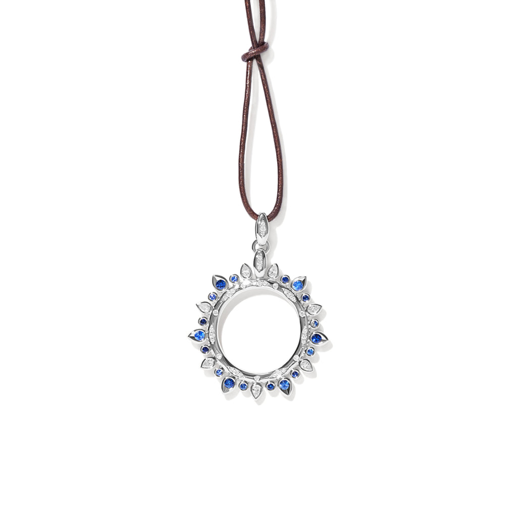 Tamara Comolli SIGNATURE Anhänger Sun large 'Ocean' (P-SIG-Sun-l-Oce-wg) aus Weißgold mit Diamant und Saphir