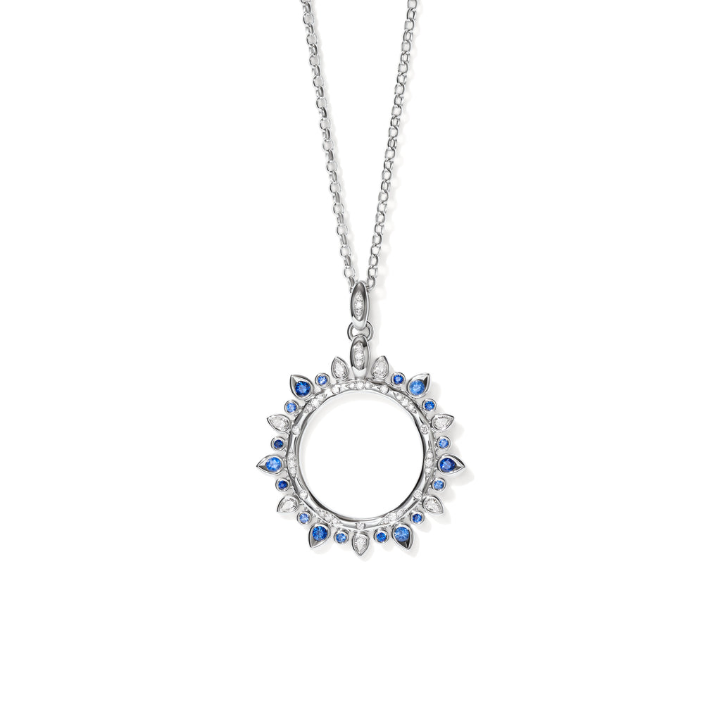Tamara Comolli SIGNATURE Anhänger Sun large 'Ocean' (P-SIG-Sun-l-Oce-wg) aus Weißgold mit Diamant und Saphir