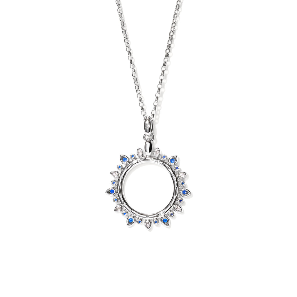 Tamara Comolli SIGNATURE Anhänger Sun large 'Ocean' (P-SIG-Sun-l-Oce-wg) aus Weißgold mit Diamant und Saphir