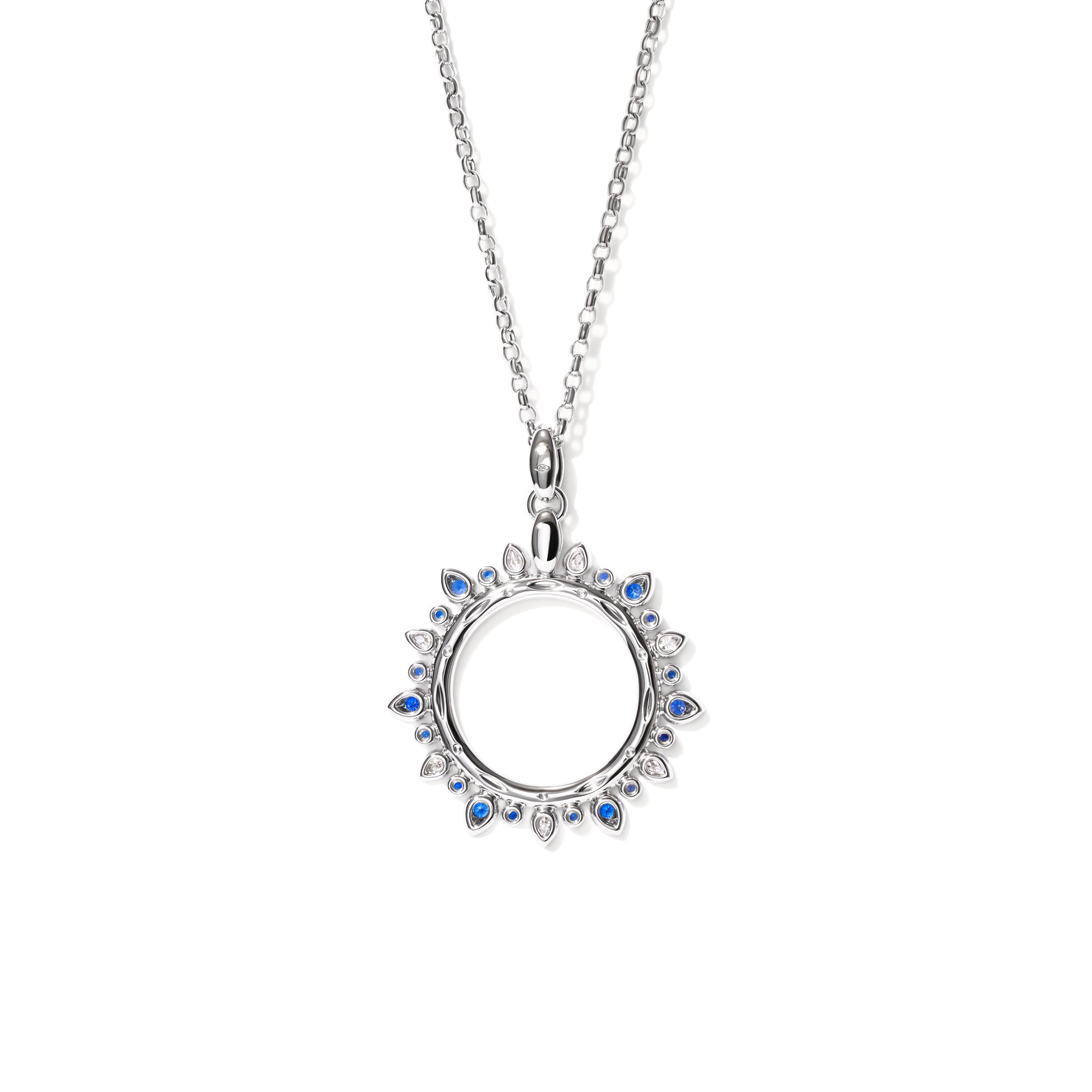 Tamara Comolli SIGNATURE Anhänger Sun large 'Ocean' (P-SIG-Sun-l-Oce-wg) aus Weißgold mit Diamant und Saphir
