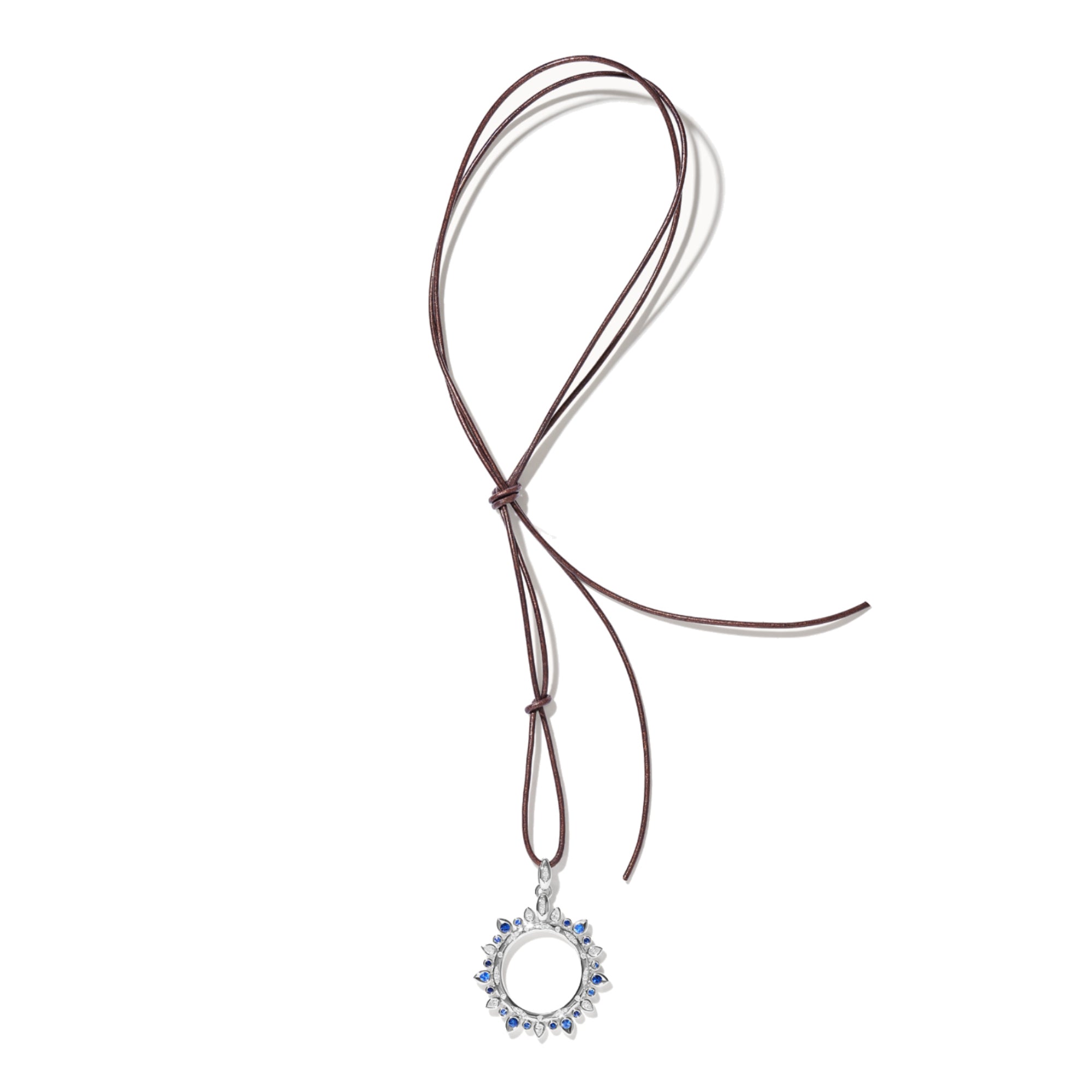 Tamara Comolli SIGNATURE Anhänger Sun large 'Ocean' (P-SIG-Sun-l-Oce-wg) aus Weißgold mit Diamant und Saphir