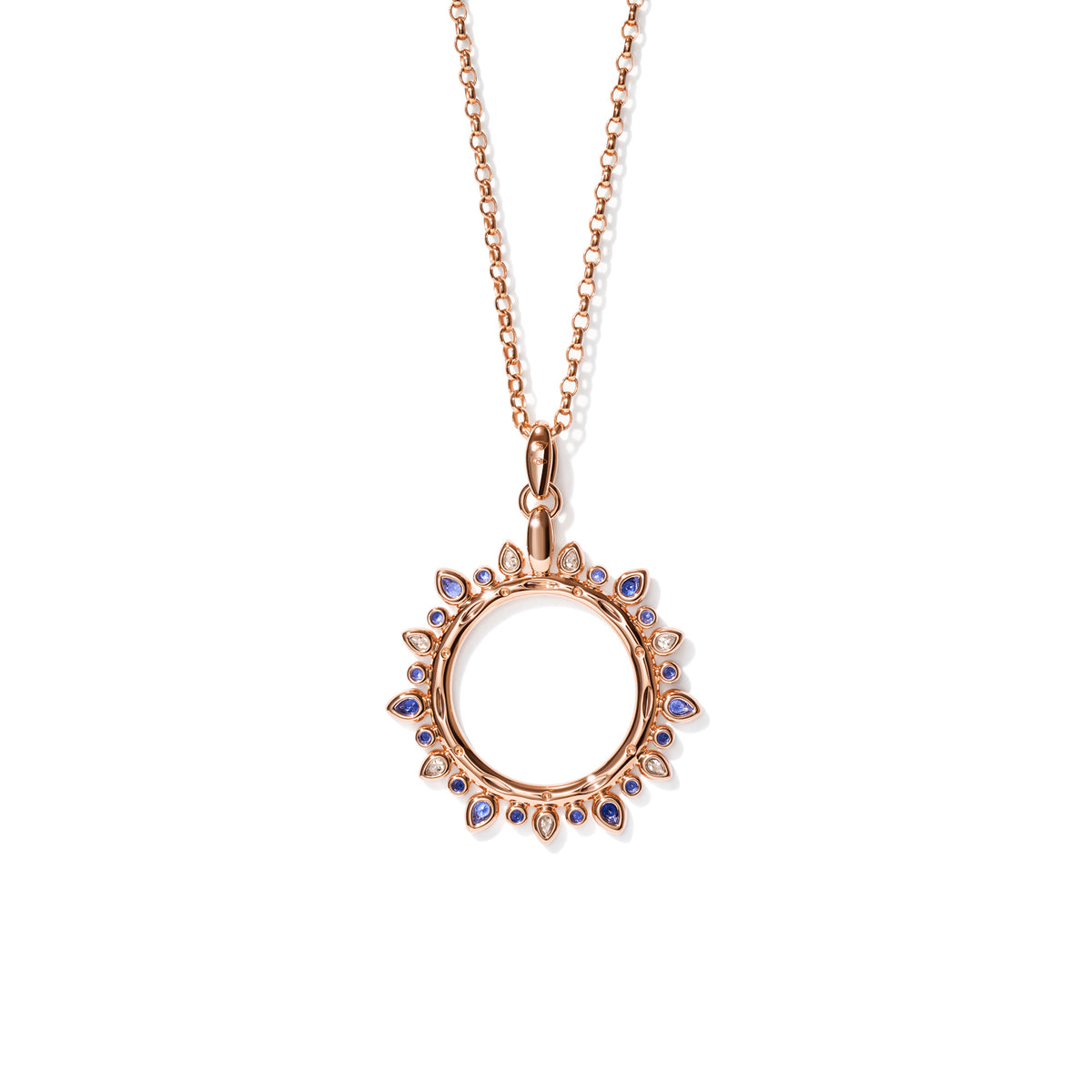 Tamara Comolli SIGNATURE Anhänger Sun 'Ocean' Large (P-SIG-Sun-l-Oce-rg) aus Roségold mit Diamant und Saphir