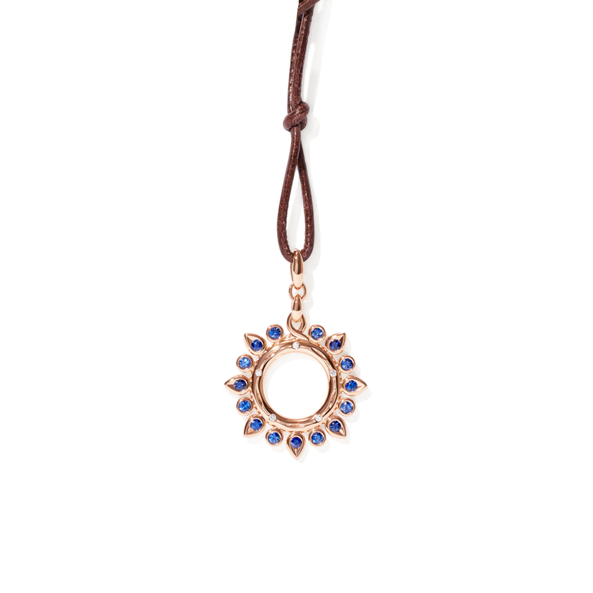Tamara Comolli SIGNATURE Anhänger Sun 'Ocean' Small (P-SIG-Sun-s-Oce-rg) aus Roségold mit Diamant und Saphir