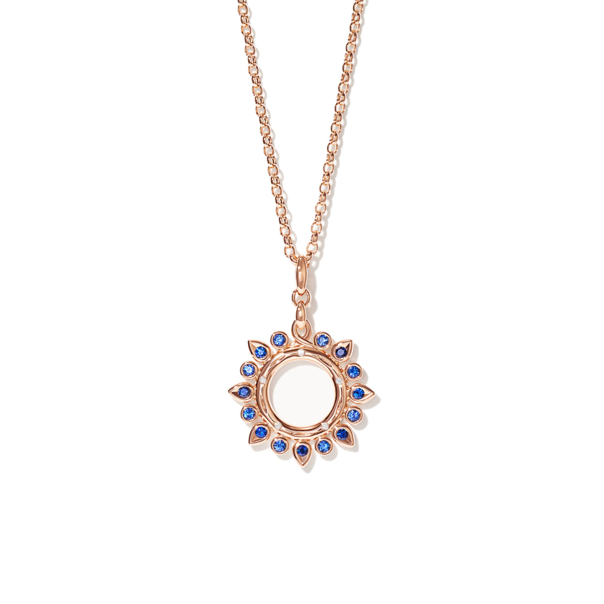 Tamara Comolli SIGNATURE Anhänger Sun 'Ocean' Small (P-SIG-Sun-s-Oce-rg) aus Roségold mit Diamant und Saphir
