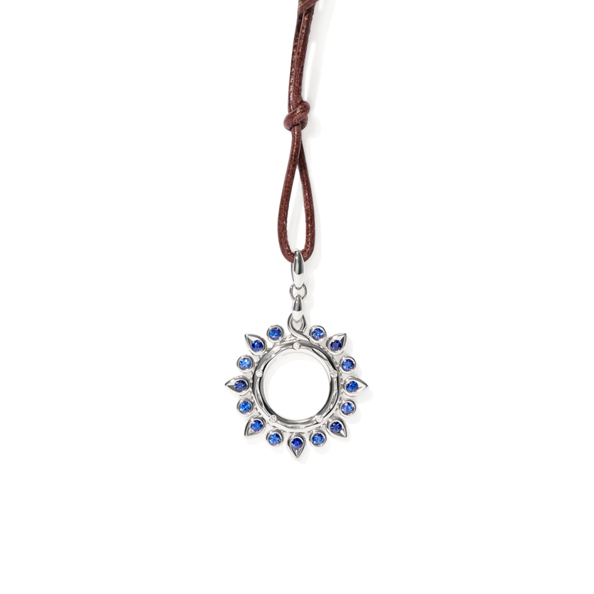 Tamara Comolli SIGNATURE Anhänger Sun 'Ocean' Small (P-SIG-Sun-s-Oce-wg) aus Weißgold mit Diamant und Saphir