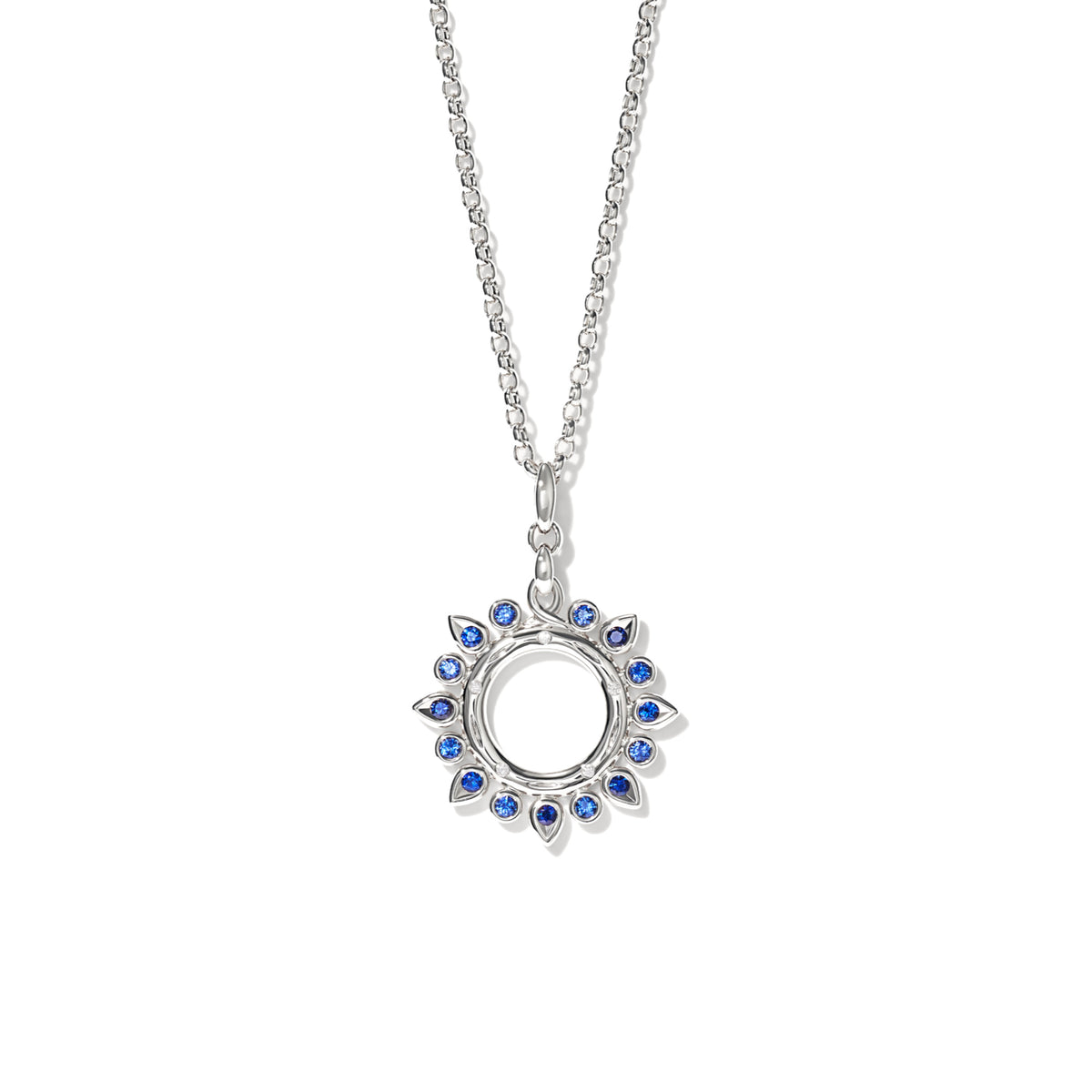 Tamara Comolli SIGNATURE Anhänger Sun 'Ocean' Small (P-SIG-Sun-s-Oce-wg) aus Weißgold mit Diamant und Saphir