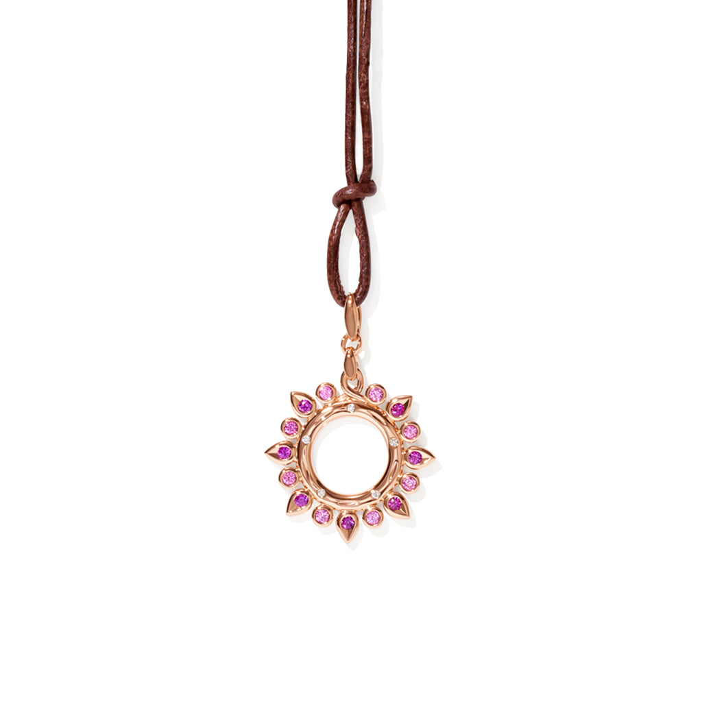Tamara Comolli SIGNATURE Anhänger Sun small 'Blush' (P-SIG-Sun-s-Blu-rg) aus Roségold mit Diamant und Saphir