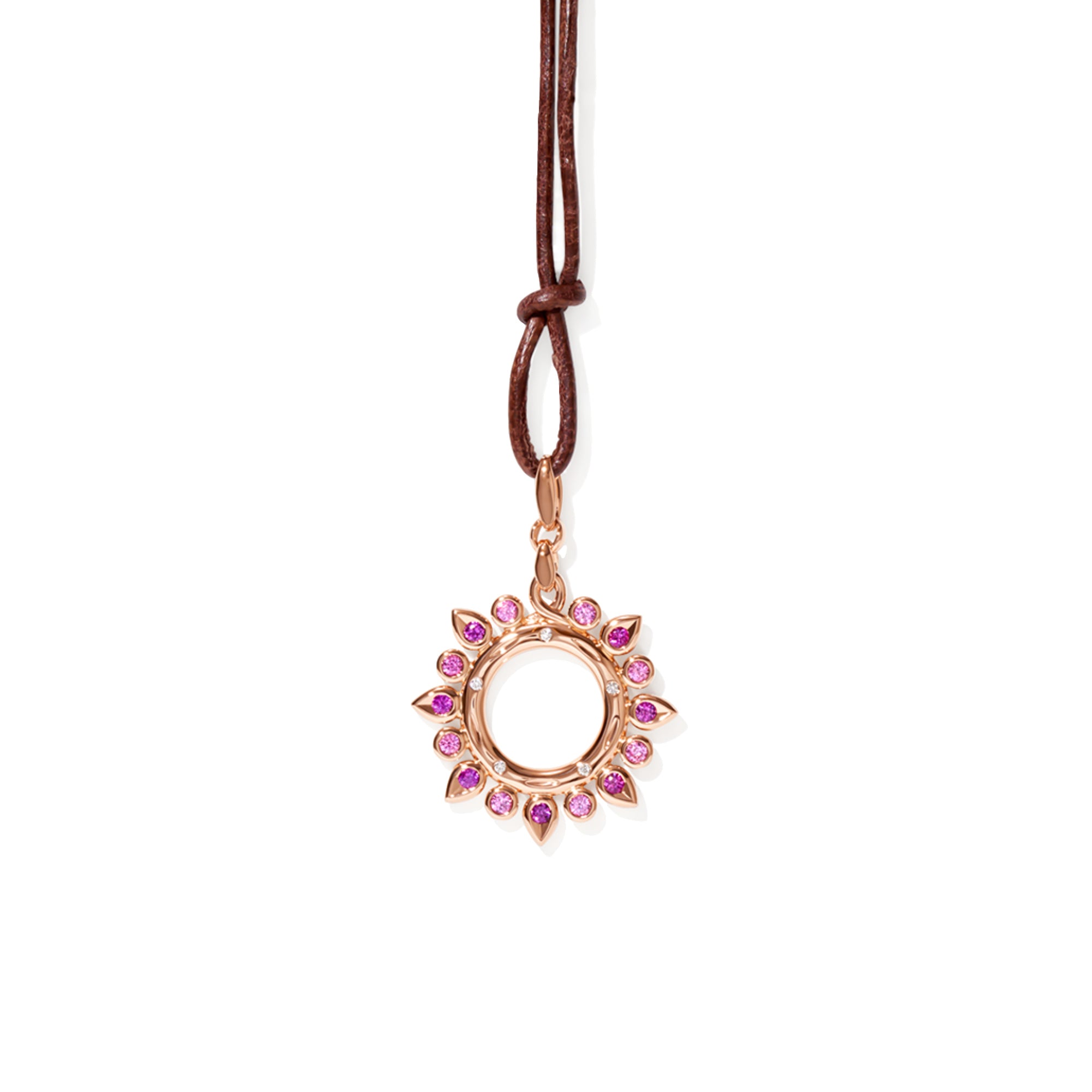 Tamara Comolli SIGNATURE Anhänger Sun small 'Blush' (P-SIG-Sun-s-Blu-rg) aus Roségold mit Diamant und Saphir