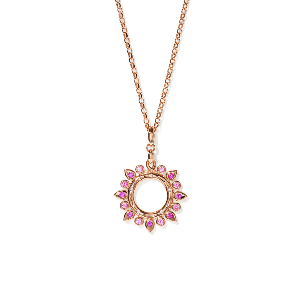 Tamara Comolli SIGNATURE Anhänger Sun small 'Blush' (P-SIG-Sun-s-Blu-rg) aus Roségold mit Diamant und Saphir