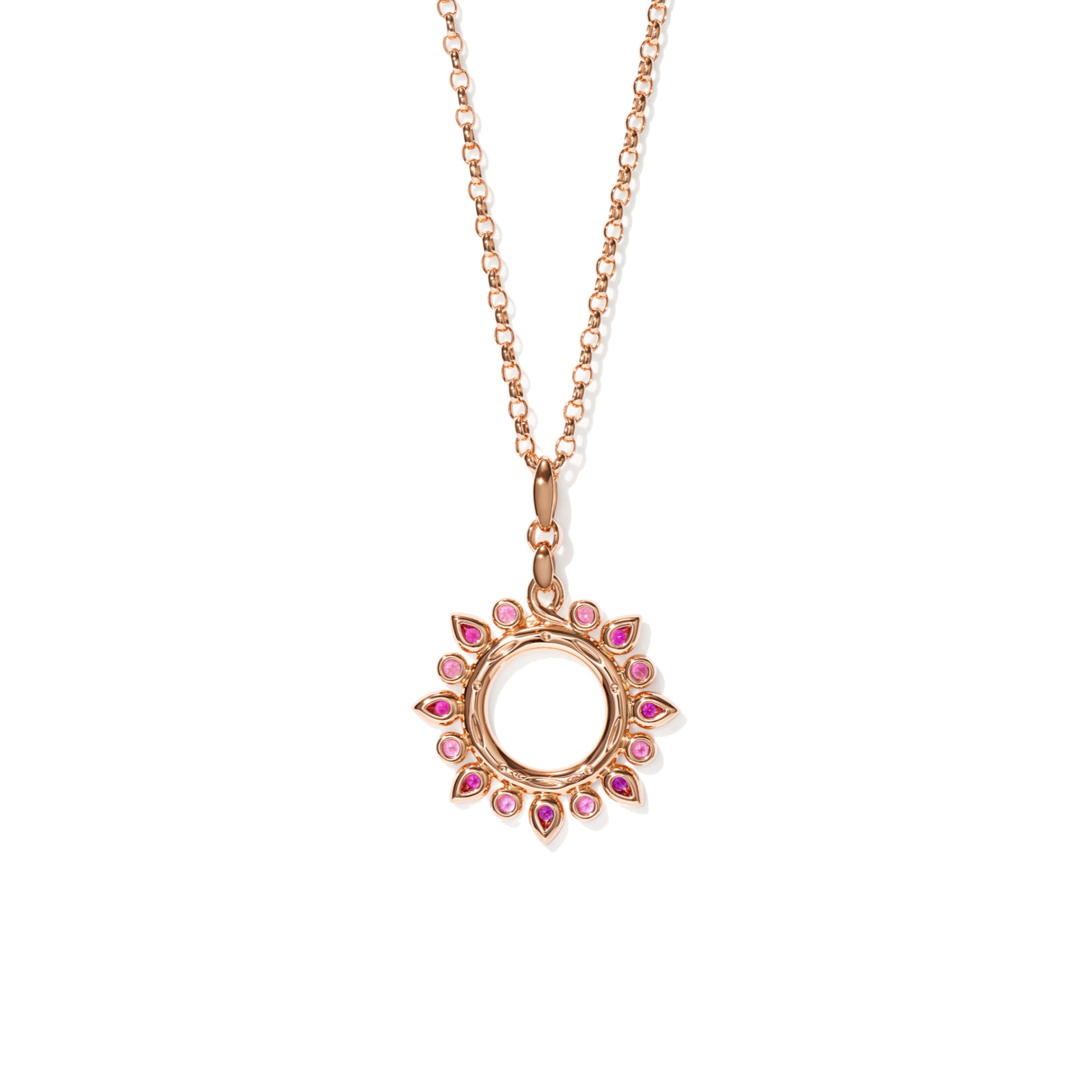 Tamara Comolli SIGNATURE Anhänger Sun small 'Blush' (P-SIG-Sun-s-Blu-rg) aus Roségold mit Diamant und Saphir