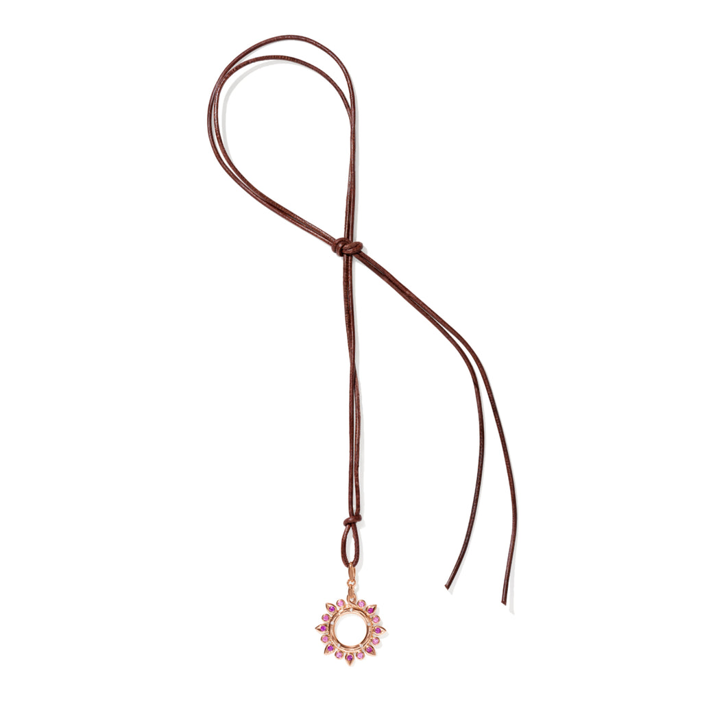 Tamara Comolli SIGNATURE Anhänger Sun small 'Blush' (P-SIG-Sun-s-Blu-rg) aus Roségold mit Diamant und Saphir