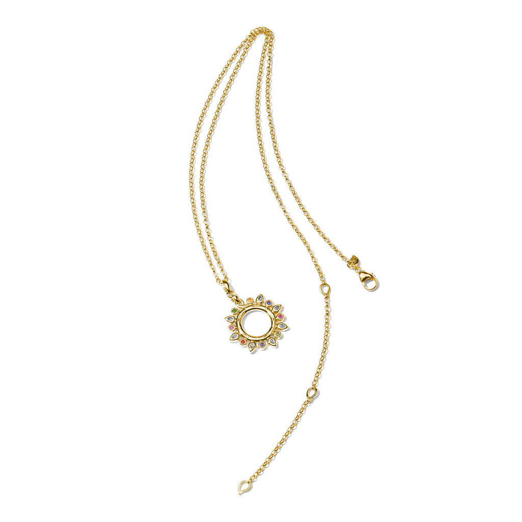Tamara Comolli SIGNATURE Anhänger Sun small 'Candy' (P-SIG-Sun-s-Can-yg) aus Gelbgold mit Diamant, Saphir und Tsavorit