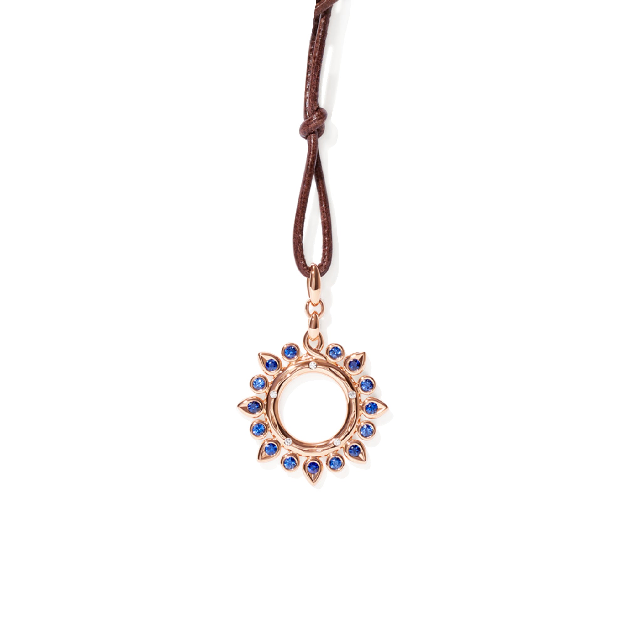 Tamara Comolli SIGNATURE Anhänger Sun small 'Ocean' (P-SIG-Sun-s-Oce-rg) aus Roségold mit Diamant und Saphir