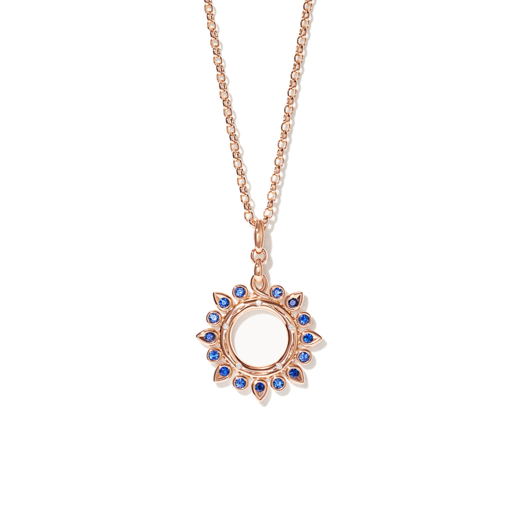 Tamara Comolli SIGNATURE Anhänger Sun small 'Ocean' (P-SIG-Sun-s-Oce-rg) aus Roségold mit Diamant und Saphir