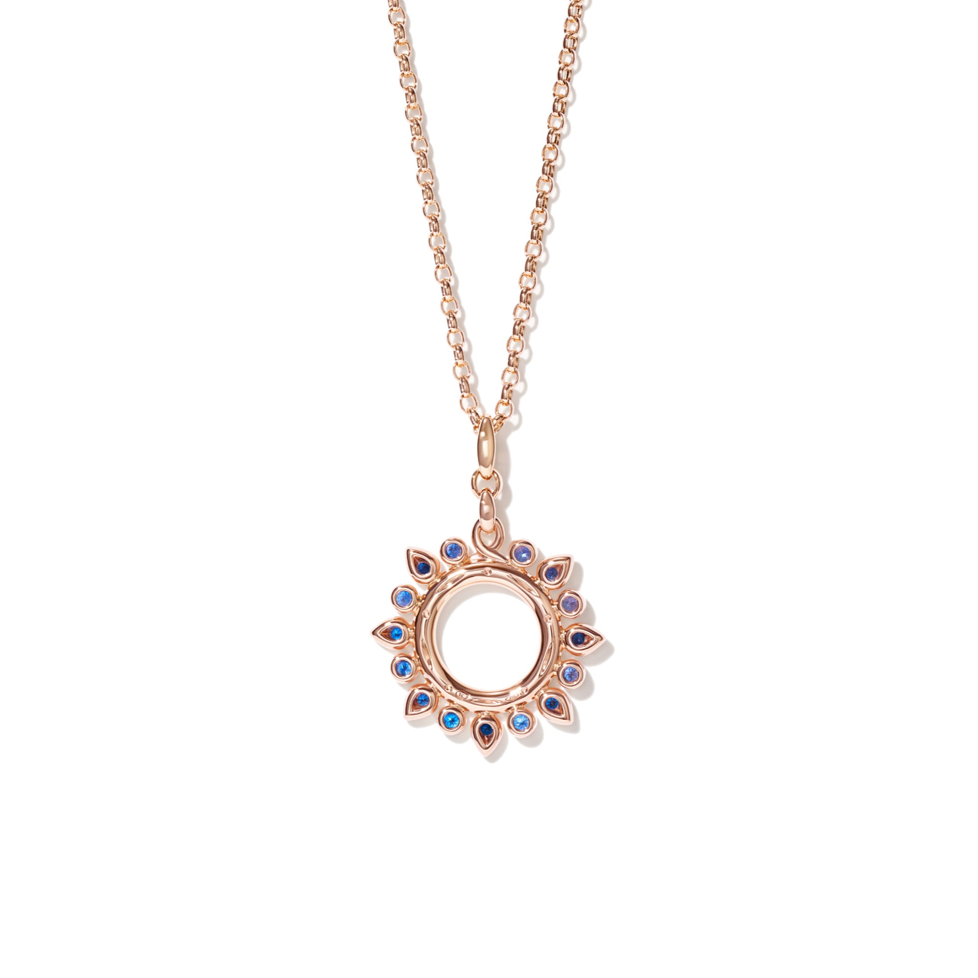 Tamara Comolli SIGNATURE Anhänger Sun small 'Ocean' (P-SIG-Sun-s-Oce-rg) aus Roségold mit Diamant und Saphir
