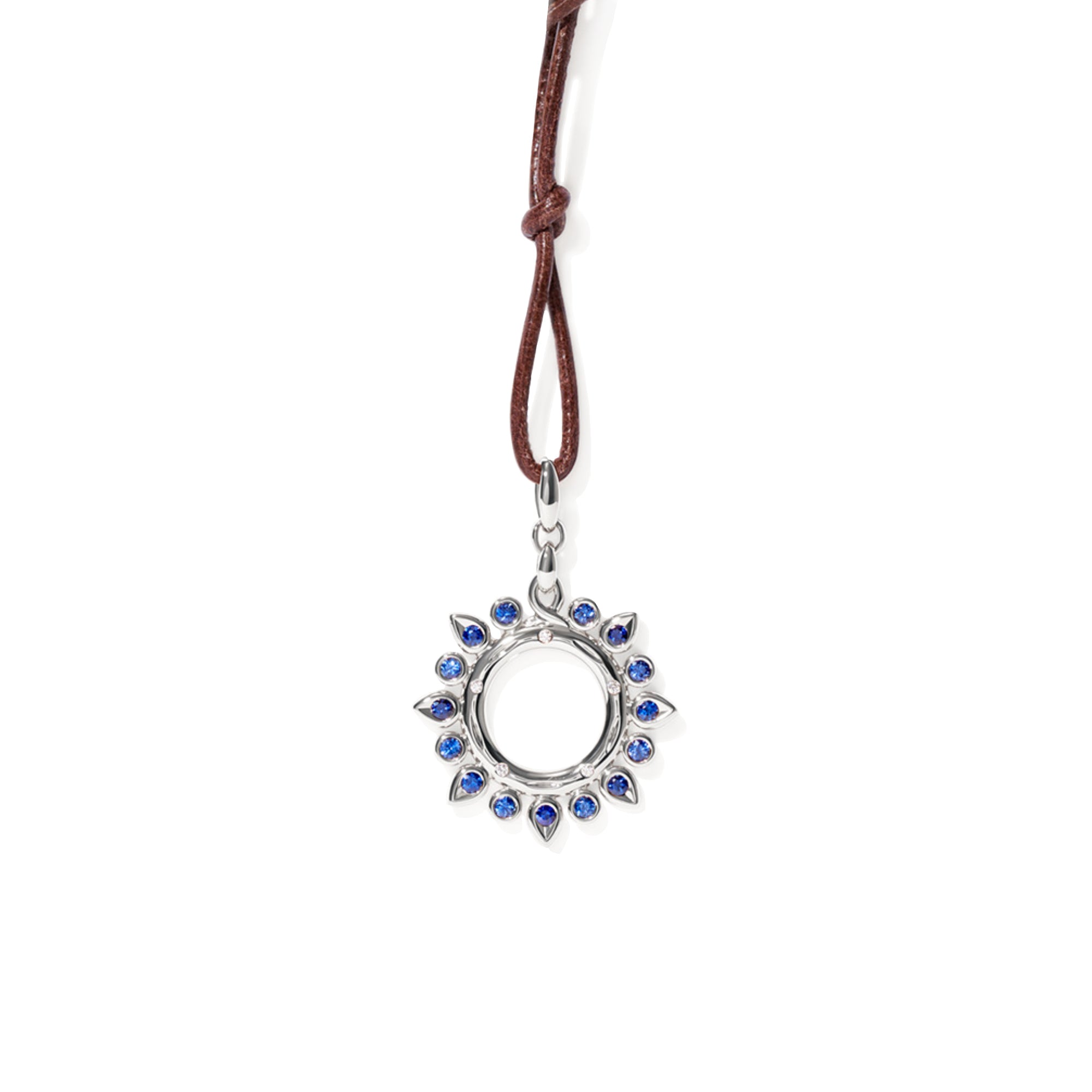 Tamara Comolli SIGNATURE Anhänger Sun small 'Ocean' (P-SIG-Sun-s-Oce-wg) aus Weißgold mit Diamant und Saphir