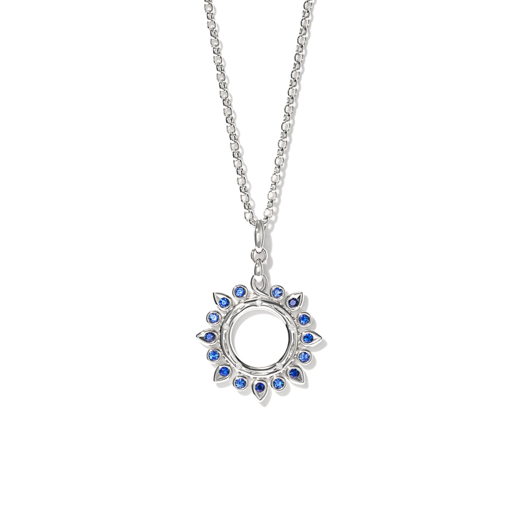 Tamara Comolli SIGNATURE Anhänger Sun small 'Ocean' (P-SIG-Sun-s-Oce-wg) aus Weißgold mit Diamant und Saphir