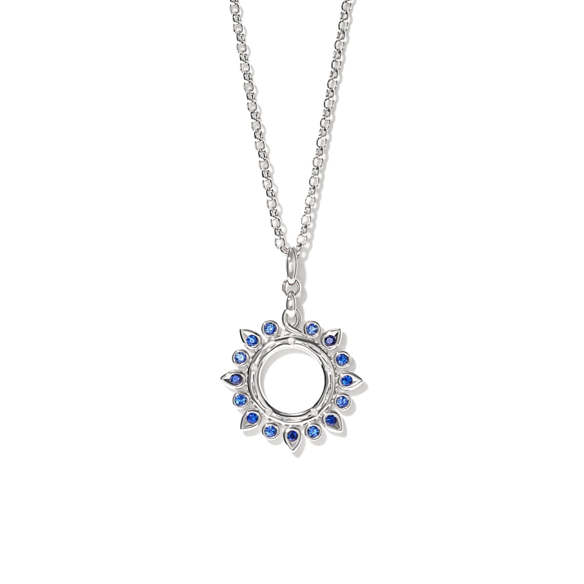 Tamara Comolli SIGNATURE Anhänger Sun small 'Ocean' (P-SIG-Sun-s-Oce-wg) aus Weißgold mit Diamant und Saphir