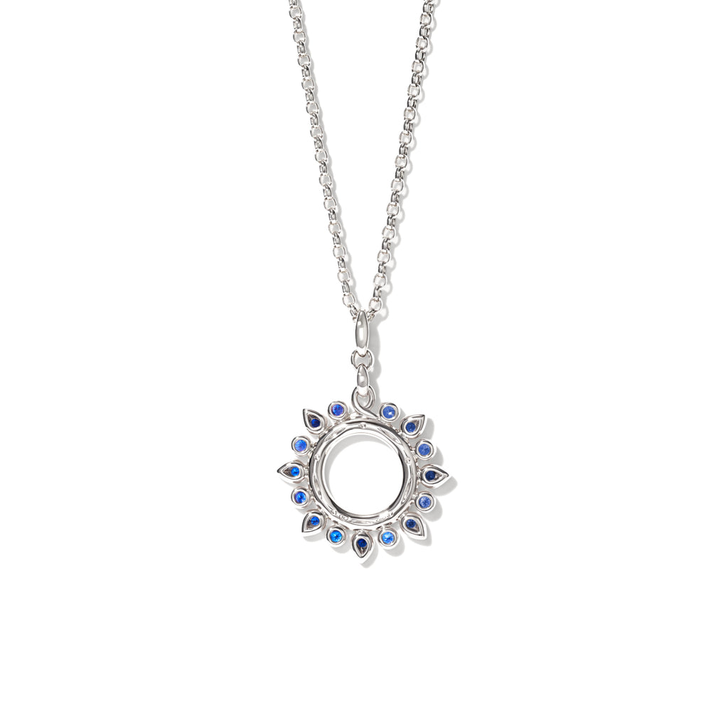 Tamara Comolli SIGNATURE Anhänger Sun small 'Ocean' (P-SIG-Sun-s-Oce-wg) aus Weißgold mit Diamant und Saphir