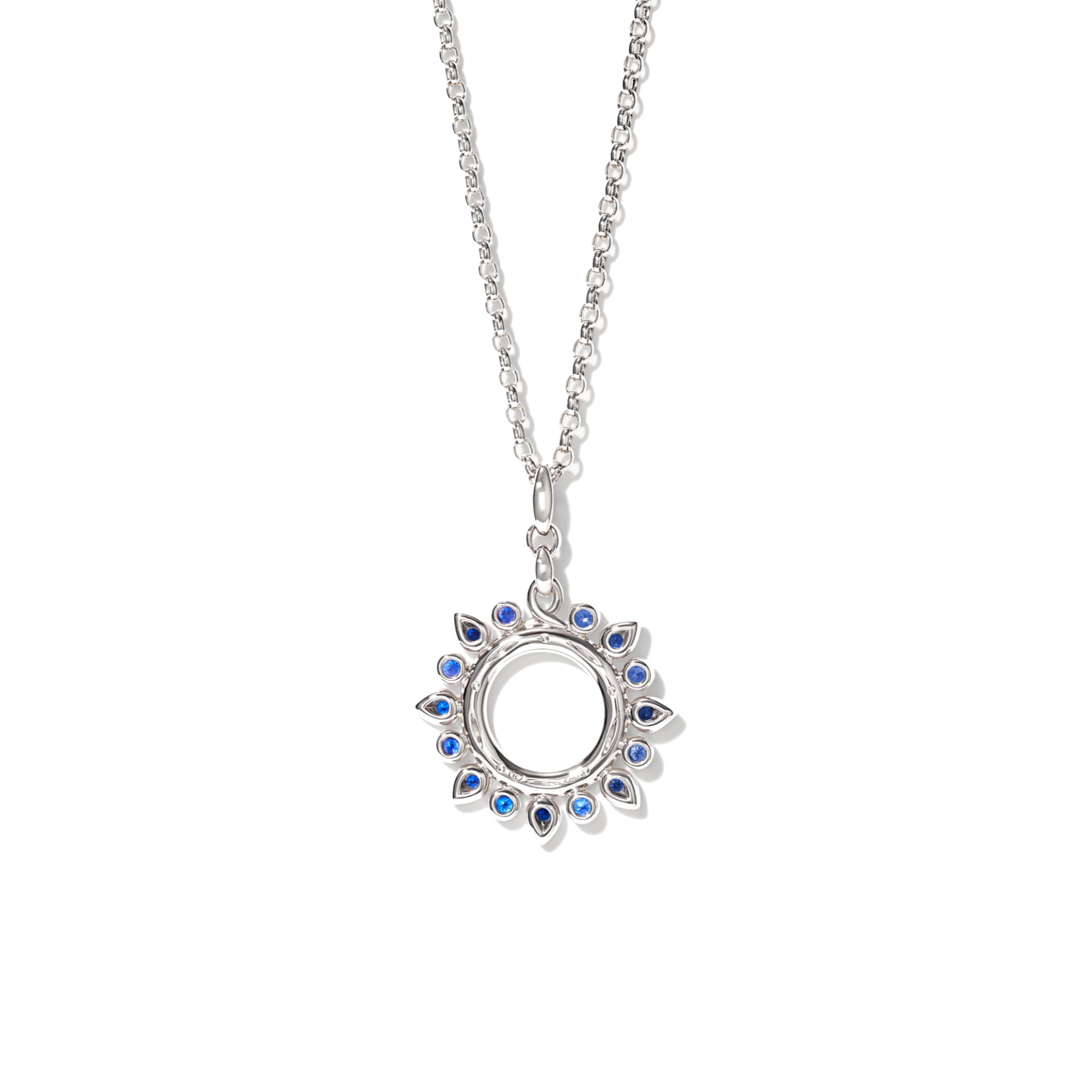 Tamara Comolli SIGNATURE Anhänger Sun small 'Ocean' (P-SIG-Sun-s-Oce-wg) aus Weißgold mit Diamant und Saphir