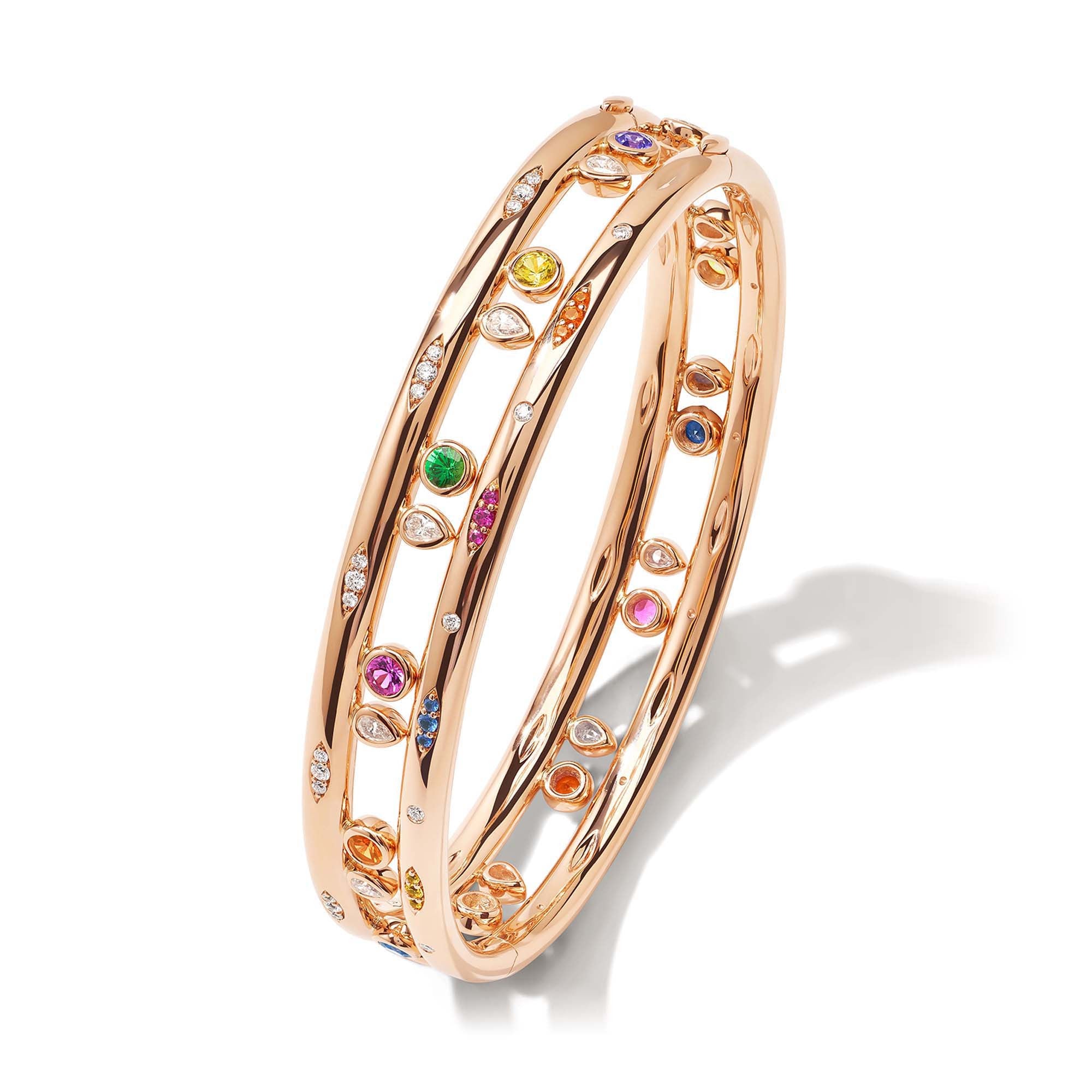 Tamara Comolli SIGNATURE Armreif 'Candy' (BA-SIG-Can-17-rg) aus Roségold mit Diamant, Saphir und Tsavorit