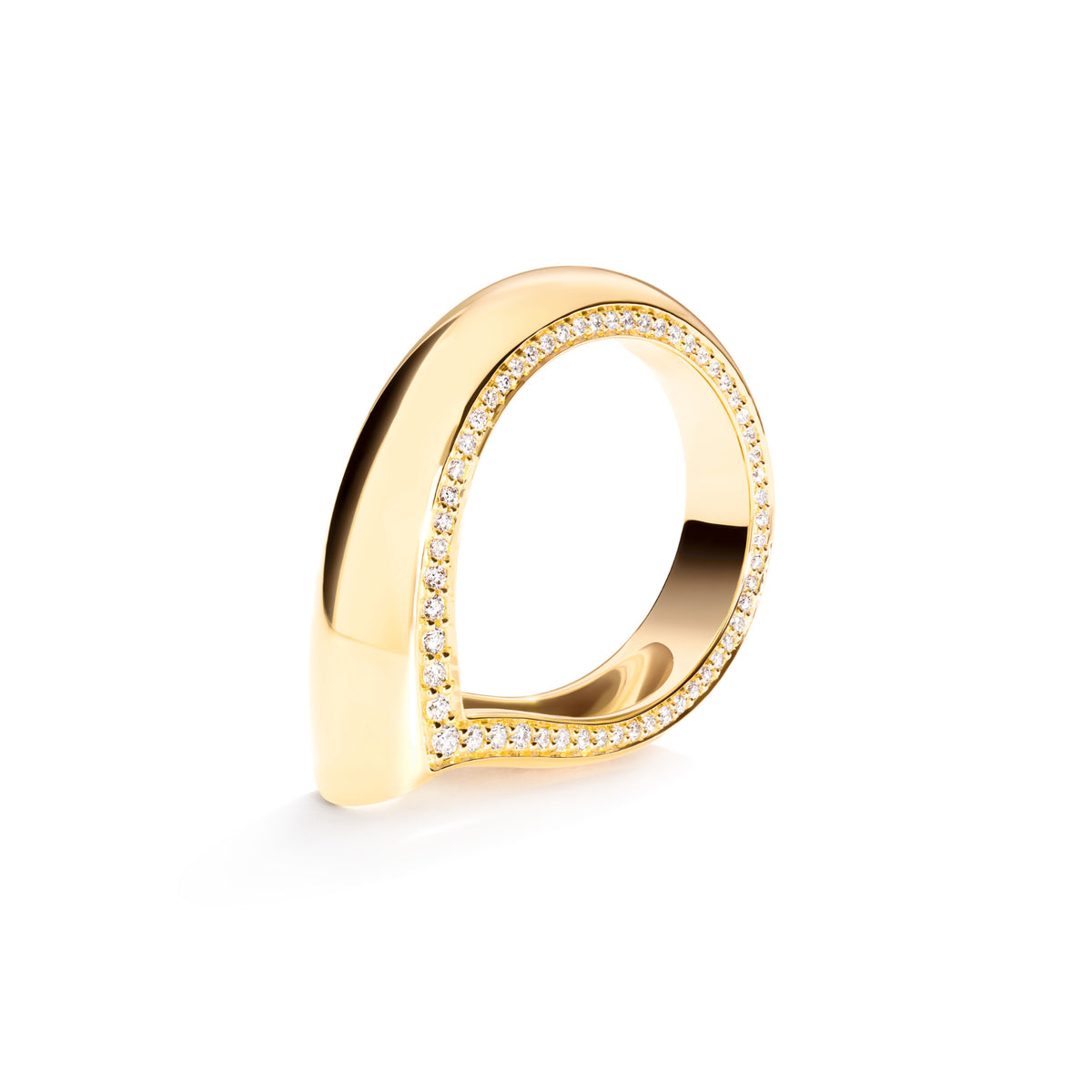 Tamara Comolli SIGNATURE Drop Ring mit Diamant-Pavé (R-Dr-s-pl-yg) aus Gelbgold mit Diamant