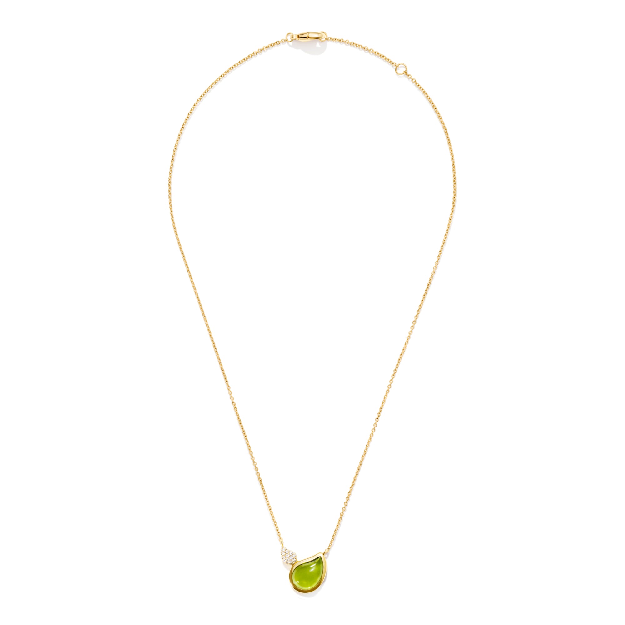 Tamara Comolli SIGNATURE Halskette 2 Drops (N-Sig-2Dr-Per-p-yg) aus Gelbgold mit Diamant und Peridot