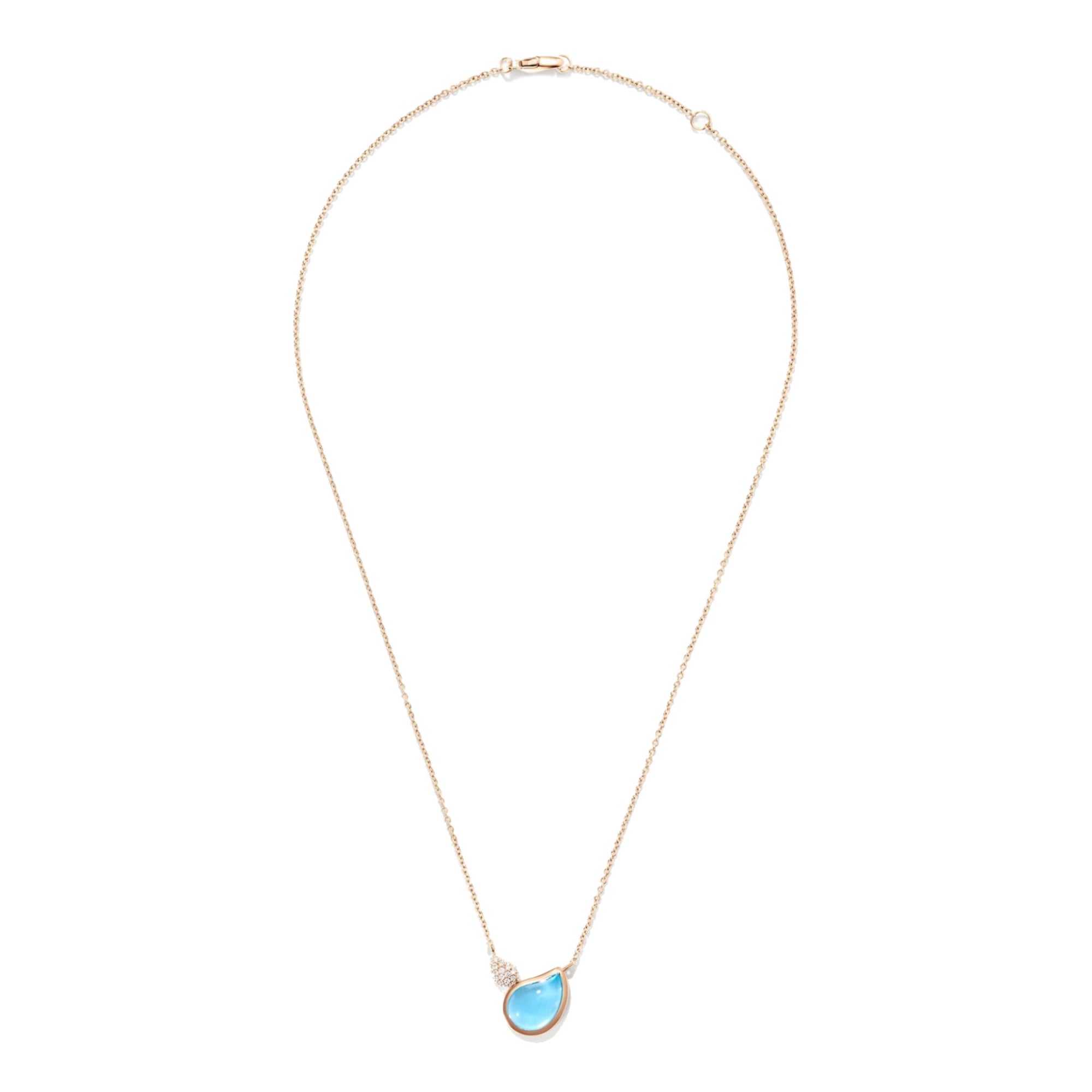 Tamara Comolli SIGNATURE Halskette 2 Drops (N-Sig-2Dr-ToSw-p-rg) mit Diamant und Topas