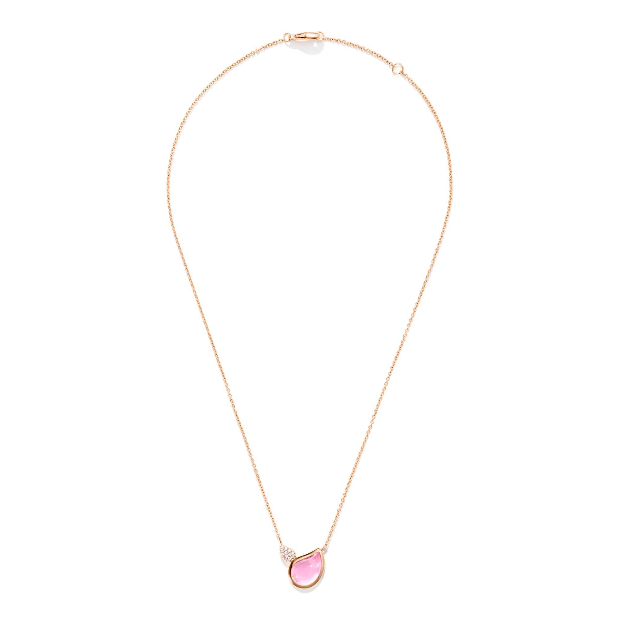 Tamara Comolli SIGNATURE Halskette 2 Drops (N-Sig-2Dr-TuRo-p-rg) aus Roségold mit Diamant und Turmalin