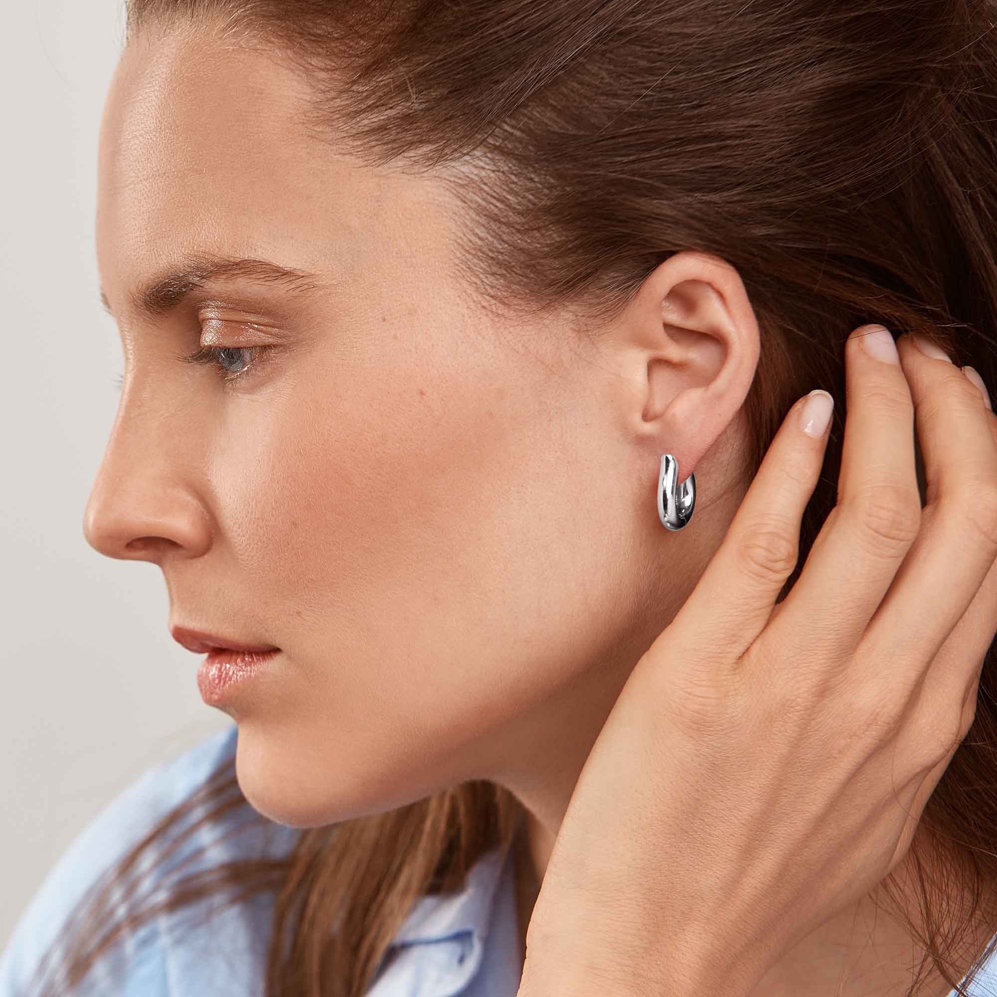 Tamara Comolli SIGNATURE Hoop Ohrringe Medium (E-Ho-m-wg) aus Weißgold